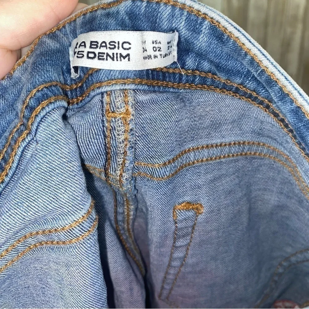 Zara Floral Embroidered Jeans Ankle Crop Skinny Blue Denim Size 2 - Picture 10 of 10